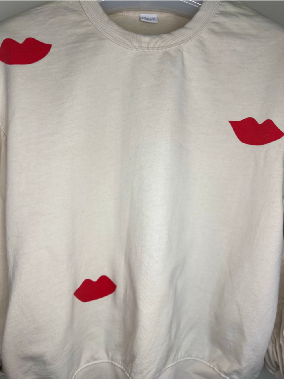 Clare V. Drop Shoulder Lips Sweatshirt M - Picture 7 of 14